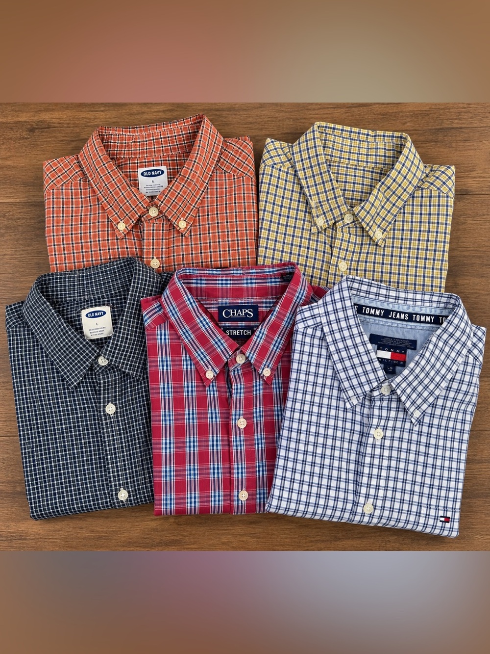 Bundle of Size L Mens Dress Shirts- 3 Long sleeve, 2 short sleeve